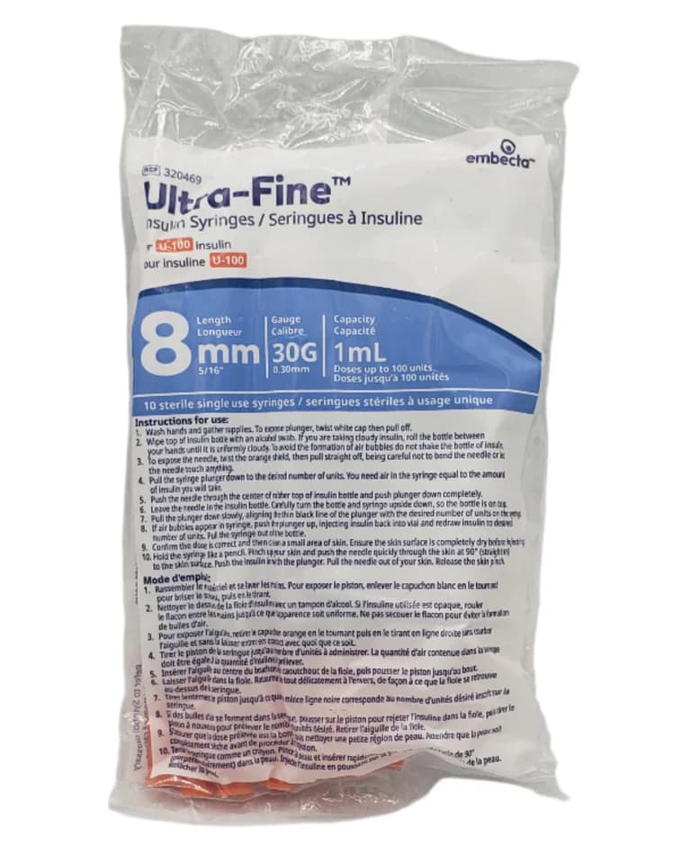 1ml U-100 Syringe with Needle (Pack of 10)